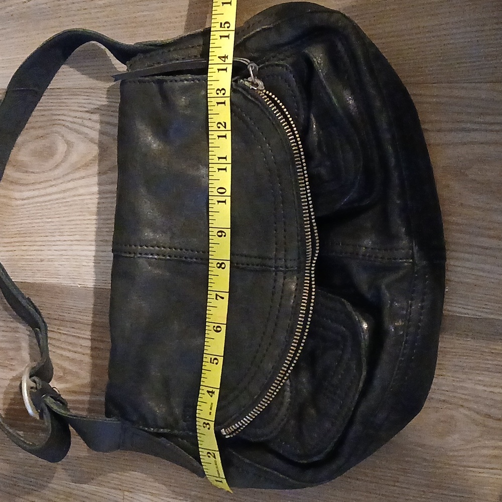 Lucky Brand Stash Black Lambskin Leather Fold Over Hobo Bag VTG Y2K Messenger - Picture 11 of 11